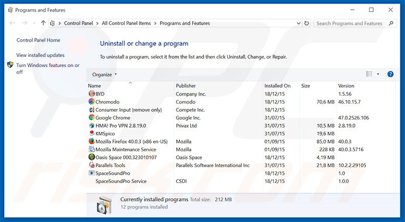 desinstalar Constant Fun del Panel de control