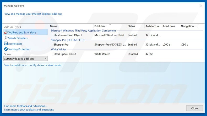 Eliminando de Internet Explorer las extensiones relacionadas con isearch123.com