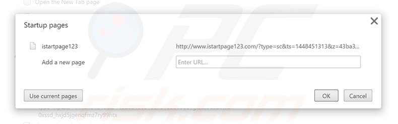 Eliminando istartpage123.com de la página de inicio de Google Chrome