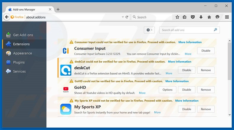 Eliminando istartpageing.com de las extensiones de Mozilla Firefox
