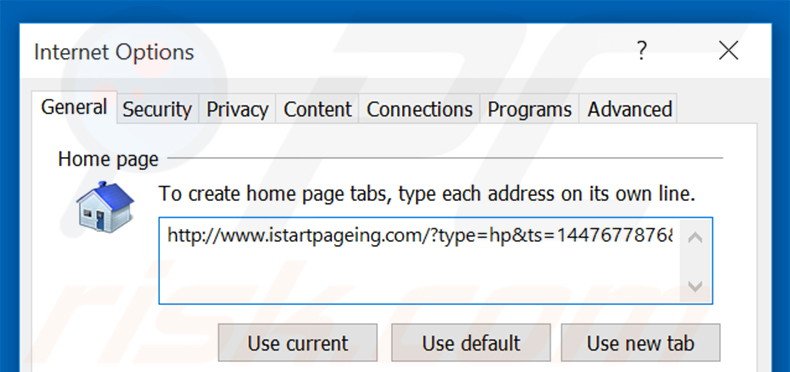 Eliminando istartpageing.com de la página de inicio de Internet Explorer