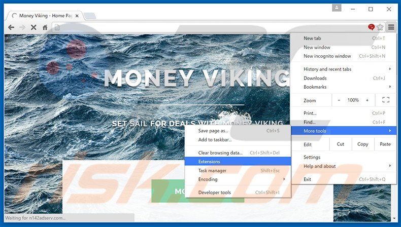 Eliminando los anuncios de Money Viking de Google Chrome paso 1