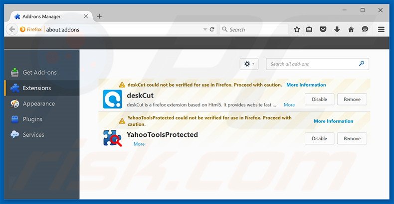 Eliminando las extensiones vinculadas a mysites123.com en Mozilla Firefox