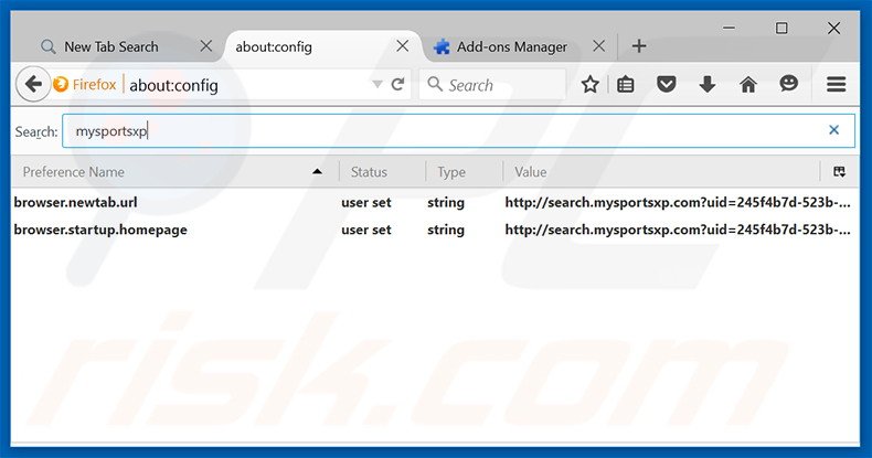 Eliminar search.mysportsxp.com del motor de búsqueda por defecto de Mozilla Firefox