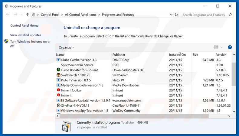 desinstalar el secuestrador de navegadores piesearch.com desde el Panel de control