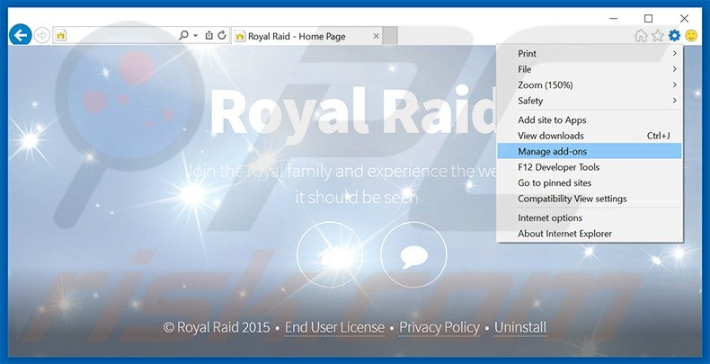 Eliminando los anuncios de Royal Raid de Internet Explorer paso 1