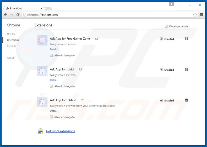 Eliminando las extensiones relacionadas con search.searchgeniusinfo.com de Google Chrome