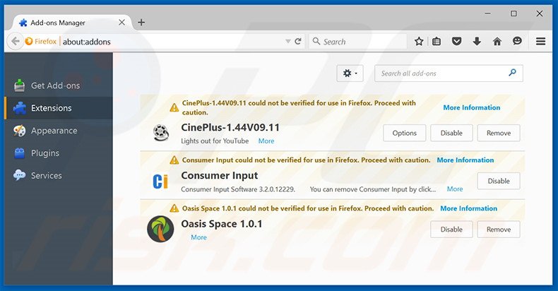 Eliminando search.searchgeniusinfo.com de las extensiones de Mozilla Firefox