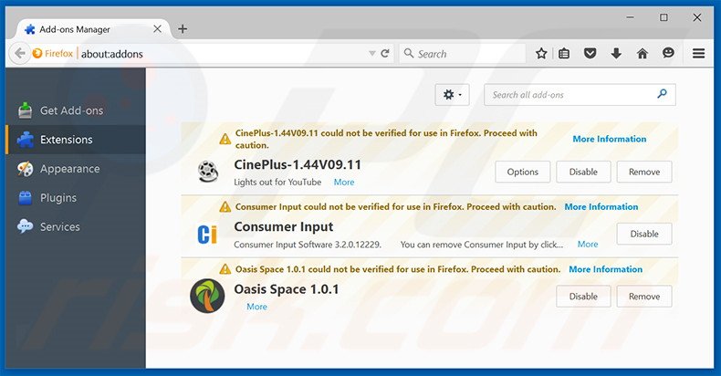 Eliminando search.searchgeniusinfo.com de las extensiones de Mozilla Firefox