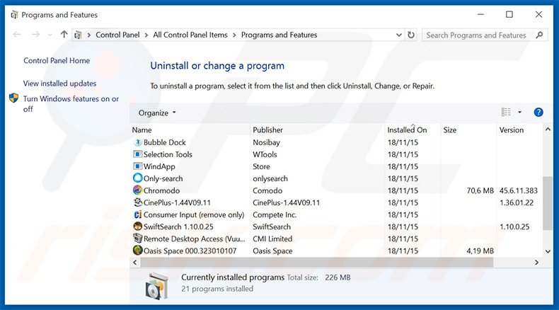 desinstalar el adware SearchGenius del Panel de control