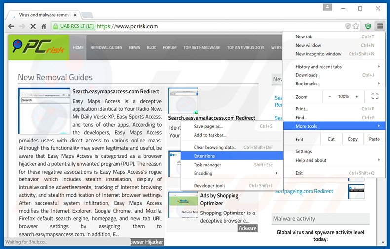 Eliminando los anuncios Serpens de Google Chrome paso 1