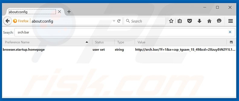 Eliminar srch.bar del motor de búsqueda por defecto de Mozilla Firefox