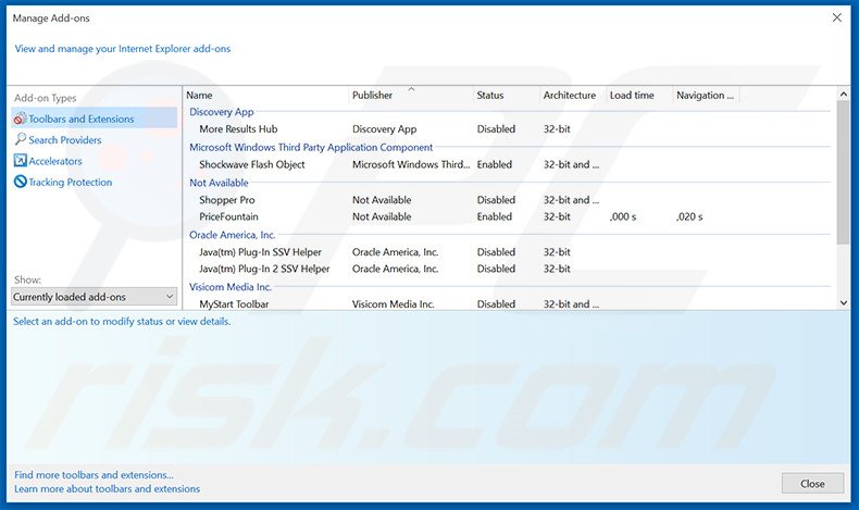 Eliminando las extensiones relacionadas con addg.xyz en Internet Explorer