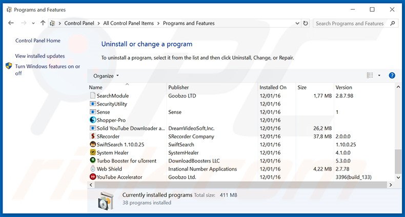 desinstalar el secuestrador de navegadores addg.xyz desde el Panel de control