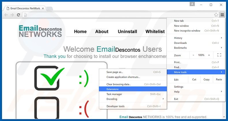 Eliminando los anuncios de Email Descontos de Google Chrome paso 1