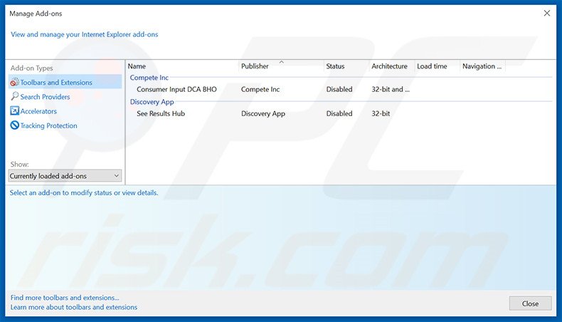Eliminando los anuncios de Email Descontos de Internet Explorer paso 2