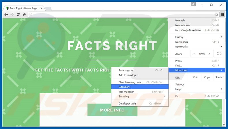 Eliminando los anuncios de Facts Right de Google Chrome paso 1