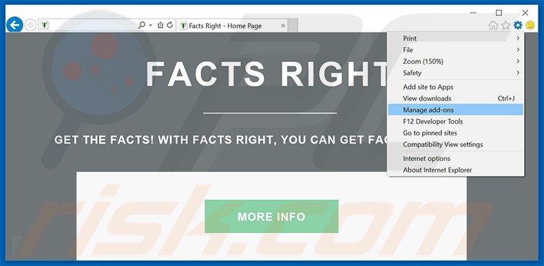 Eliminando los anuncios de Facts Right de Internet Explorer paso 1