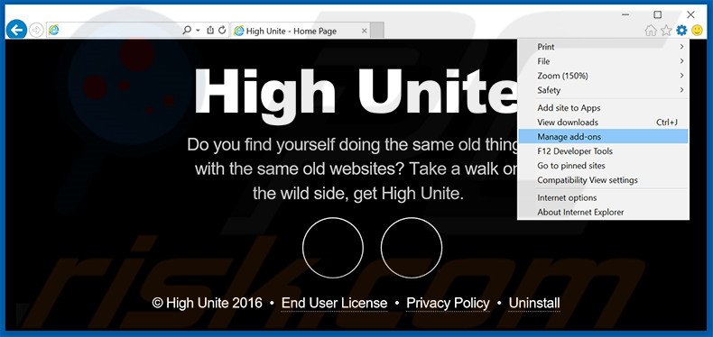 Eliminando los anuncios de High Unite de Internet Explorer paso 1
