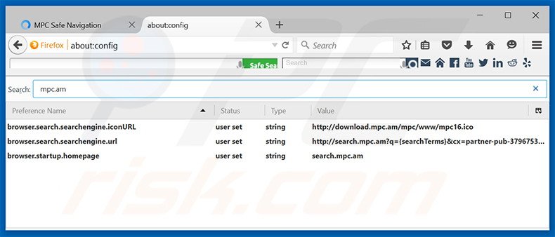 Eliminar search.mpc.an del motor de búsqueda por defecto de Mozilla Firefox