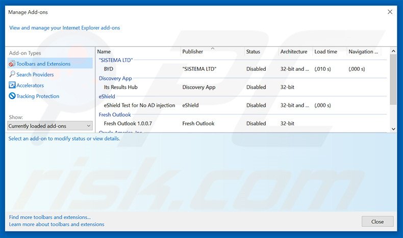 Eliminando las extensiones relacionadas con search.mpc.an en Internet Explorer