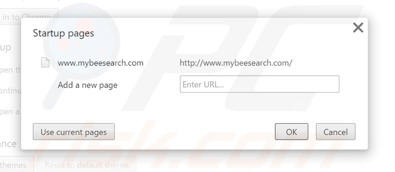 Eliminando mybeesearch.com de la página de inicio de Google Chrome