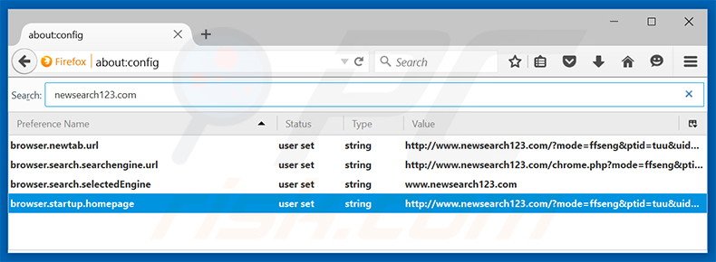Eliminar newsearch123.com del motor de búsqueda por defecto de Mozilla Firefox
