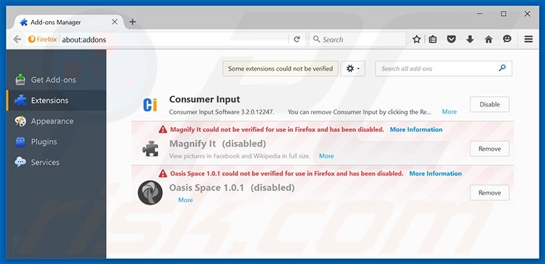 Eliminando ooxxsearch.com de las extensiones de Mozilla Firefox