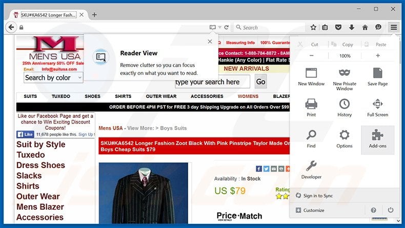 Eliminando los anuncios RightTopDeals de Mozilla Firefox paso 1