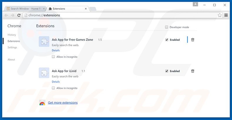 Eliminando los anuncios de Search Window de Google Chrome paso 2