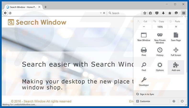 Eliminando los anuncios de Search Window de Mozilla Firefox paso 1