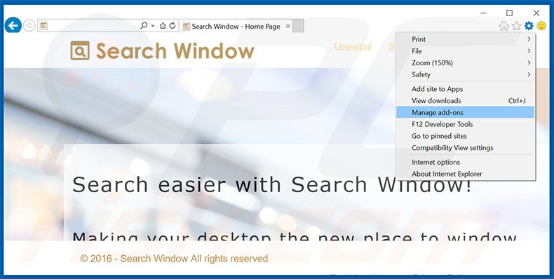 Eliminando los anuncios de Search Window de Internet Explorer paso 1
