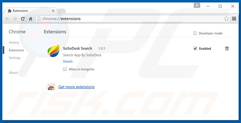 Eliminando las extensiones relacionadas con search.sosodesktop.com de Google Chrome