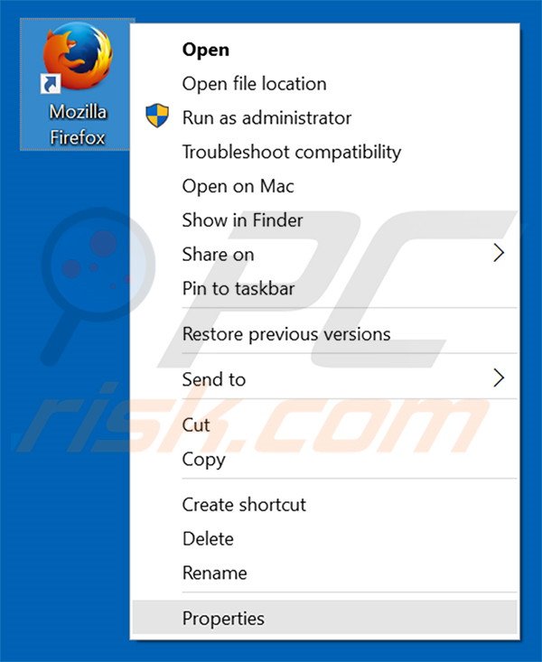 Eliminar search.sosodesktop.com del destino del acceso directo de Mozilla Firefox paso 1