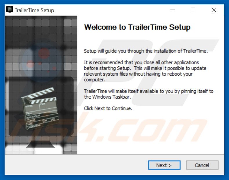 Instalación oficial del software publicitario TrailerTime