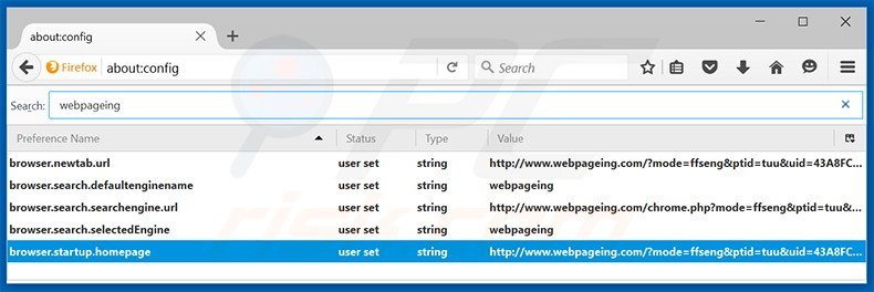 Eliminar webpageing.com del motor de búsqueda por defecto de Mozilla Firefox