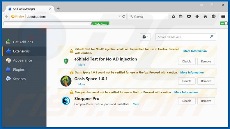 Eliminando los anuncios WebVeil de Mozilla Firefox paso 2