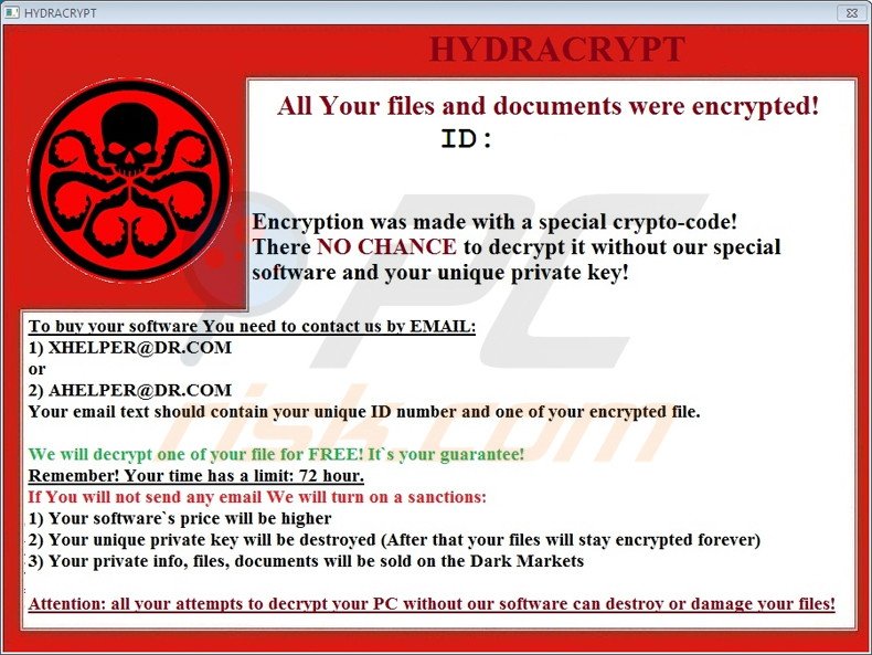 instrucciones para desencriptar HYDRACRYPT