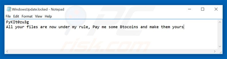 archivo de texto del virus de encriptación .Locked