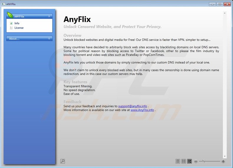 programa frauduleno AnyFlix tipo adware
