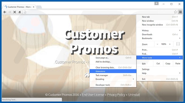 Eliminando los anuncios de Customer Promos de Google Chrome paso 1