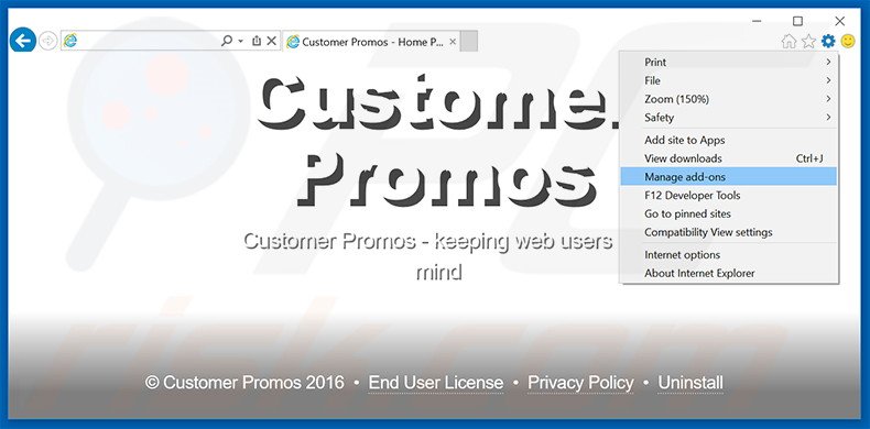 Eliminando los anuncios de Customer Promos de Internet Explorer paso 1