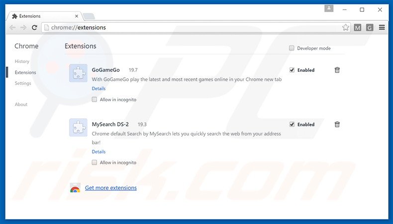 Eliminando las extensiones relacionadas con search.mysearch.com de Google Chrome