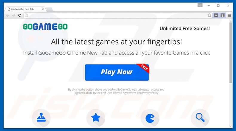 sitio web que promociona el secuestrador de navegadores GoGameGo