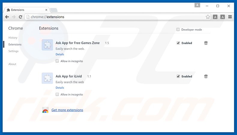 Eliminando las extensiones relacionadas con gold-page.com de Google Chrome