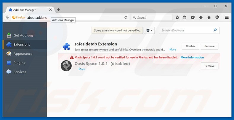 Eliminando gold-page.com de las extensiones de Mozilla Firefox
