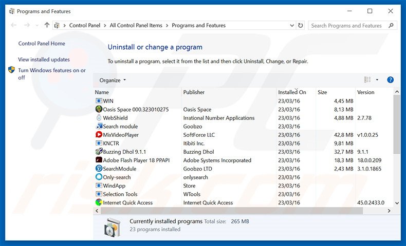 desinstalar el secuestrador de navegadores hohosearch.com desde el Panel de control