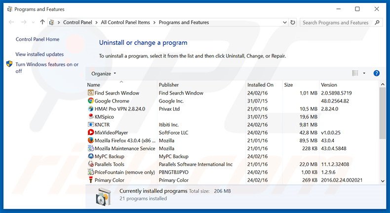 desinstalar el software publicitario Innovate Direct del Panel de control