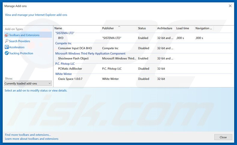 Eliminando los anuncios de MessengerTime de Internet Explorer paso 2