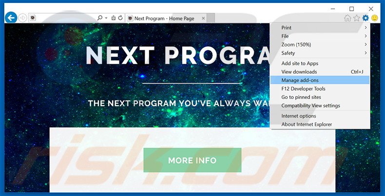 Eliminando los anuncios de Next Program de Internet Explorer paso 1
